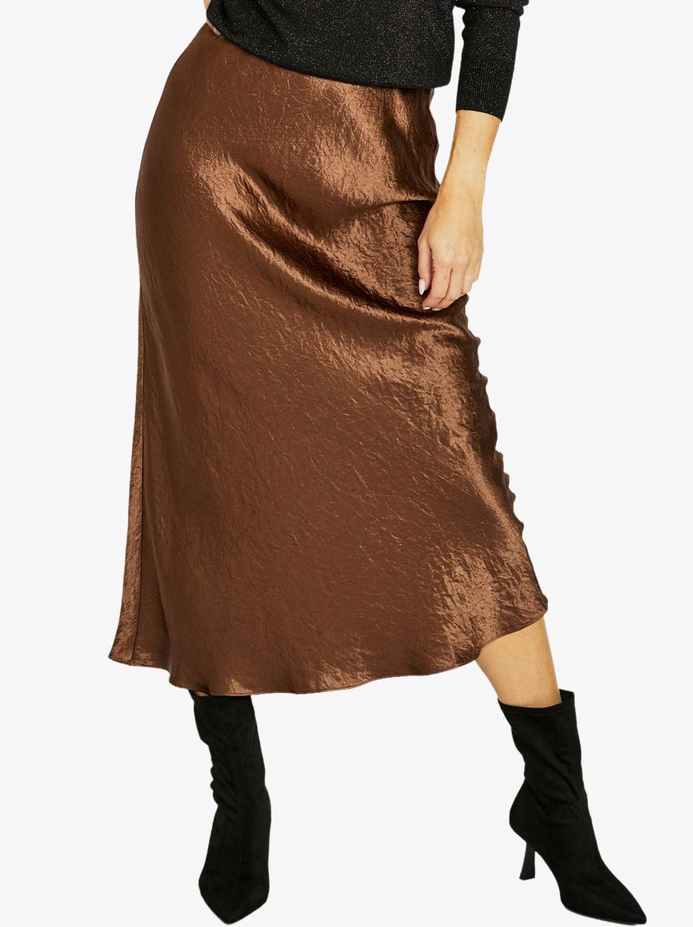 JUMP CRINKLE SLIP SKIRT (Chestnut)