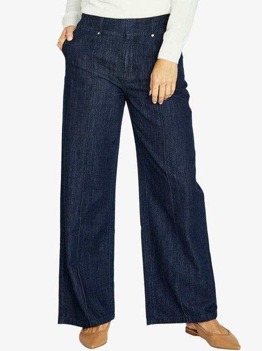 Image of a model wearing Pants. Productname: JUMP DARK DENIM PANT in Dark Denim colour by brand - Jump