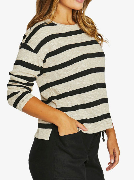 Jump Slub Stripe Pullover (Black/Flax)
