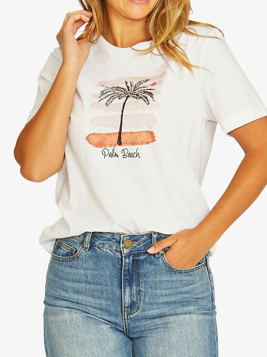 Image of a model wearing Tops. Product name - Jump Coco Palm Tee in Multi colour by brand - Jump