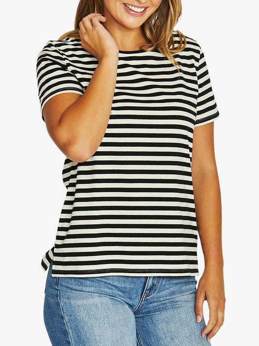 Jump Core Stripe Short Sleeve Tee (Black Ivory)