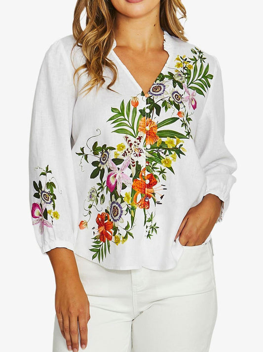 Image of a model wearing Tops. Product name - JUMP TIGERLILY TOP in Multi colour by brand - Jump