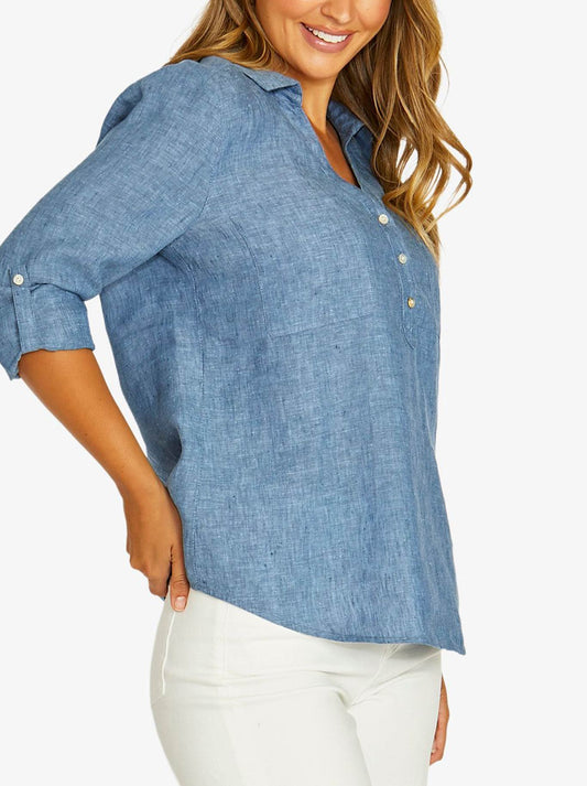 JUMP HALF PLACKET SHIRT (Denim)