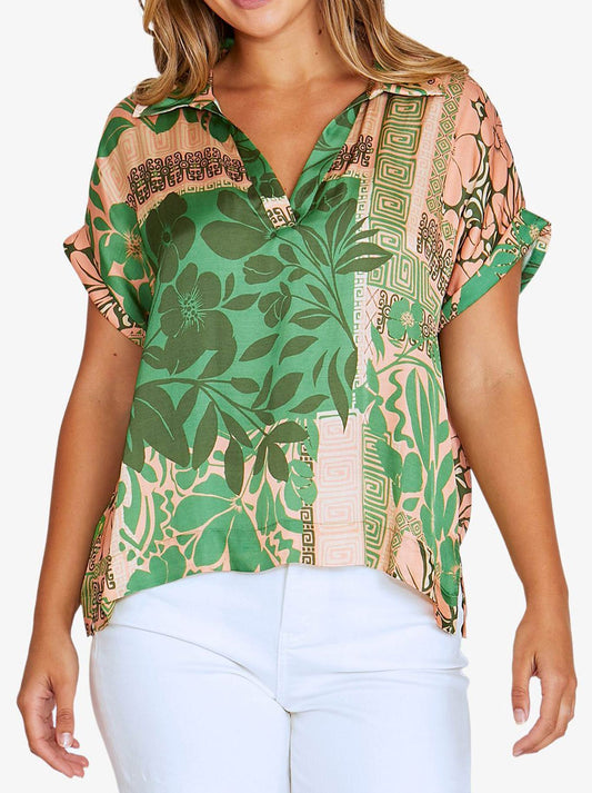 Image of a model wearing Tops. Product name - JUMP ALFRESCO TOP in Multi colour by brand - Jump
