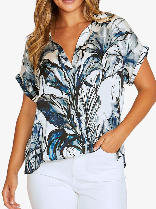 Image of a model wearing Tops. Product name - JUMP INKY ABSTRACT TOP in Multi colour by brand - Jump