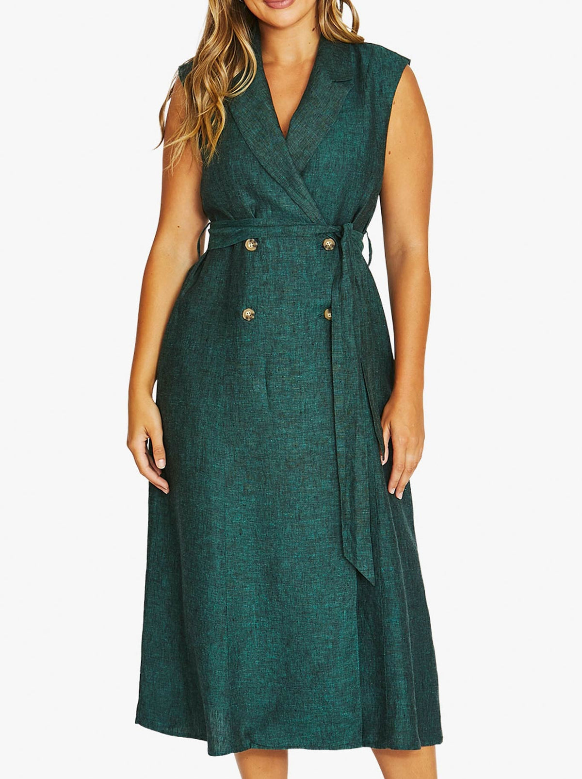 Image of Dresses. Product name - JUMP DOUBLE BREASTED DRESS in Jungle colour by brand - Jump