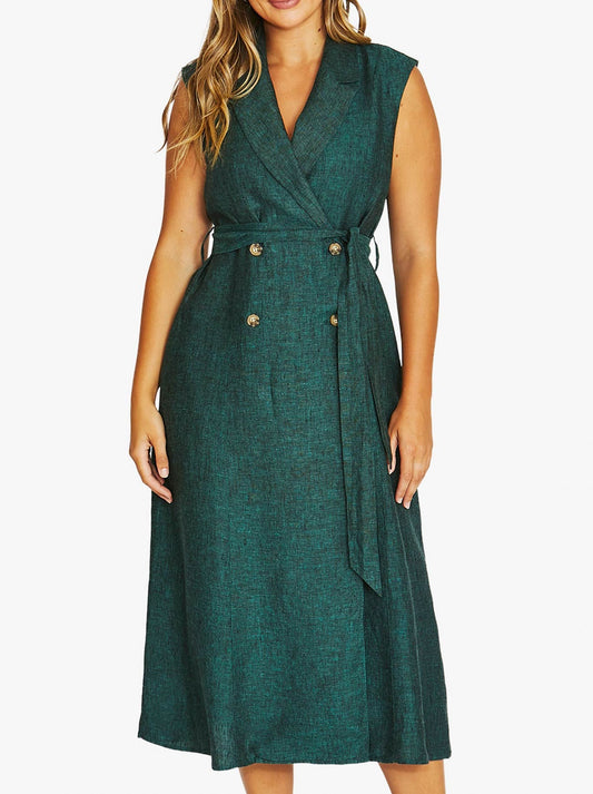 Image of Dresses. Product name - JUMP DOUBLE BREASTED DRESS in Jungle colour by brand - Jump
