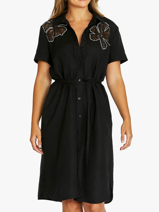 Image of Dresses. Product name - JUMP FLOWER MOTIF DRESS in Black colour by brand - Jump