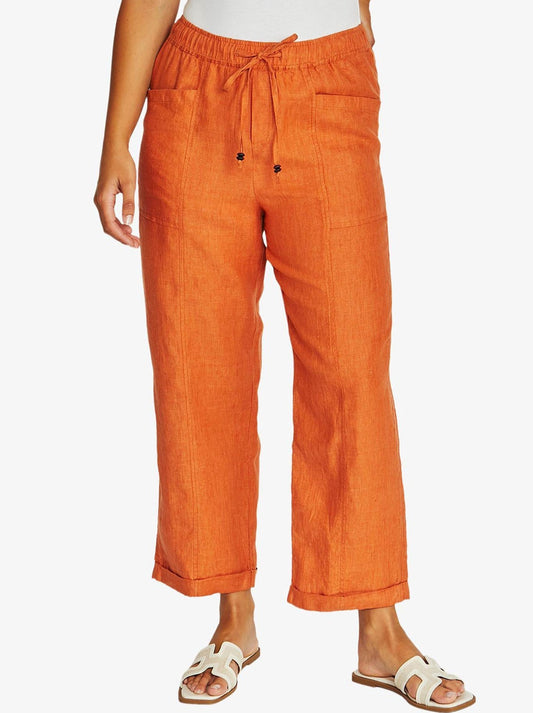 Image of a model wearing Pants. Product name - Jump Relaxed Drawstring Pant in Amber colour by brand - Jump