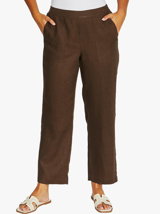 Image of a model wearing Pants. Product name - JUMP 7/8th CORE PANT in Chocolate colour by brand - Jump