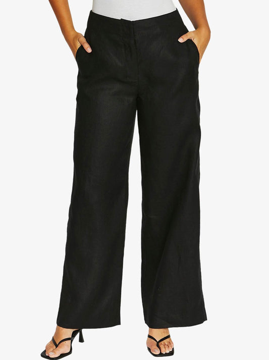 Image of a model wearing Pants. Product name - Jump Twill Wide Leg Pant in Black colour by brand - Jump