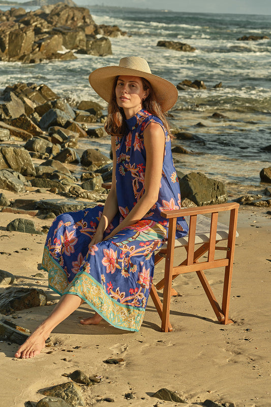 Image of a model wearing Tops. Productname: Rubyyaya Tango Halter Print in Tan colour by brand - Rubyyaya