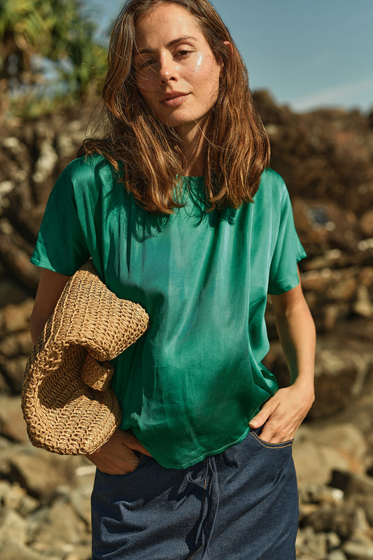 Image of T-Shirts. Productname: Rubyyaya Bienvenue T-Shirt Plain Emerald in Emerald colour by brand - Rubyyaya