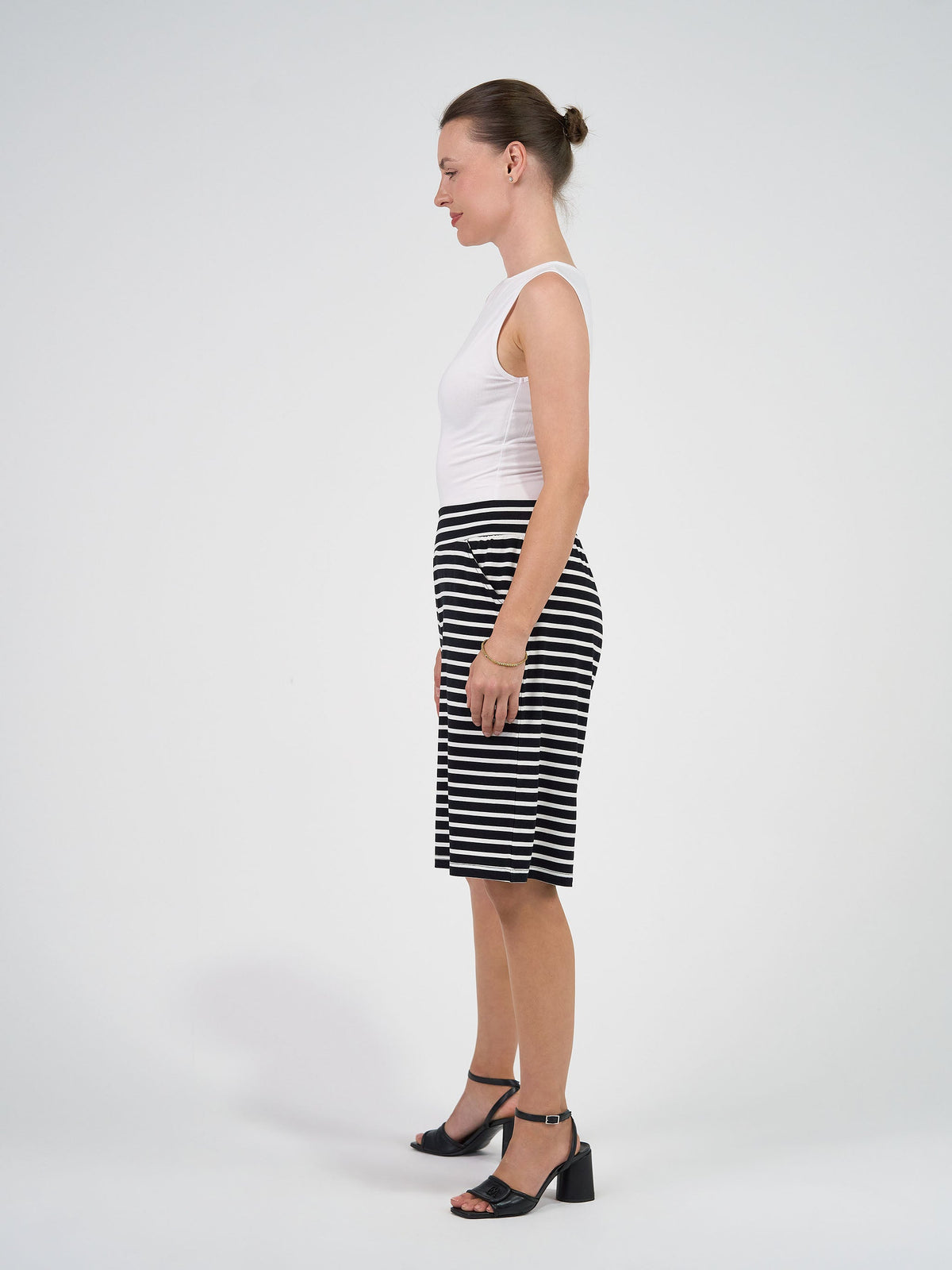 Lou Lou Simone Wide Leg Bamboo Shorts (Black & White Stripe)