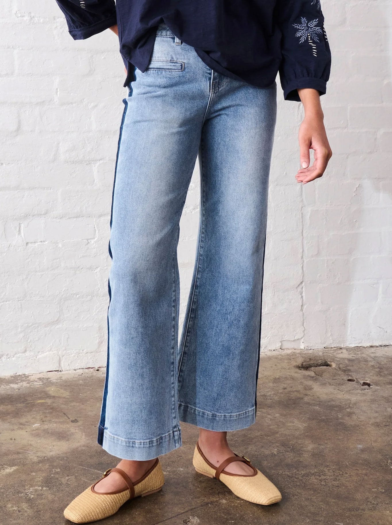 Image of Jeans. Product name - KIREINA FREYA SIDE PANEL JEANS in Waterfall colour by brand - Kireina