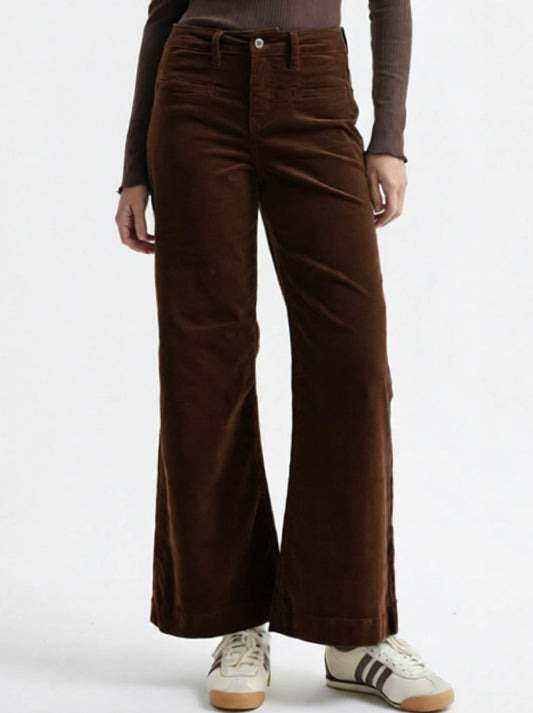 Image of Jeans. Product name - KIREINA FREYA VELVET JEAN in Chocolate colour by brand - Kireina