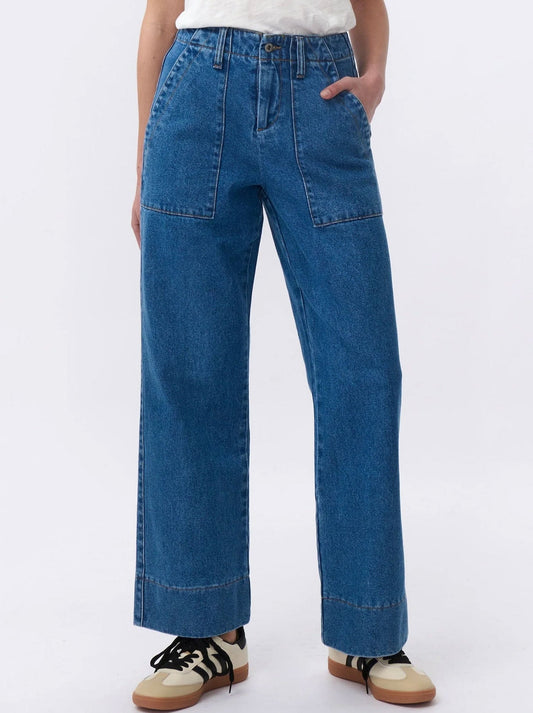 Image of a model wearing Pants. Productname: KIREINA CELESTE PANTS in 90'S Blue colour by brand - Kireina