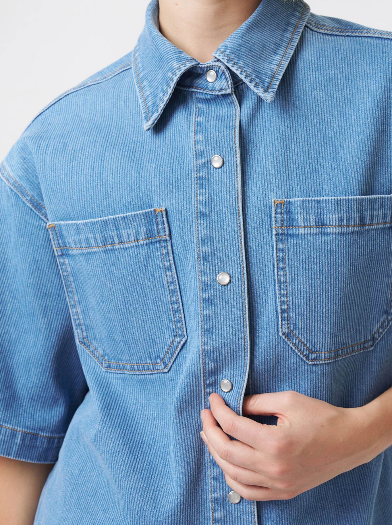 Kireina Beth Cord Shirt (Mid Blue)