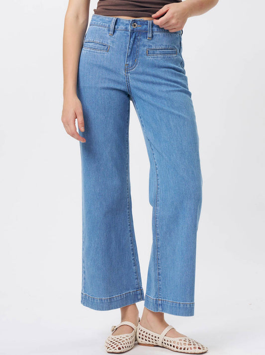 Image of Jeans. Product name - KIREINA FREYA CORDUROY JEAN in Mid Blue colour by brand - Kireina
