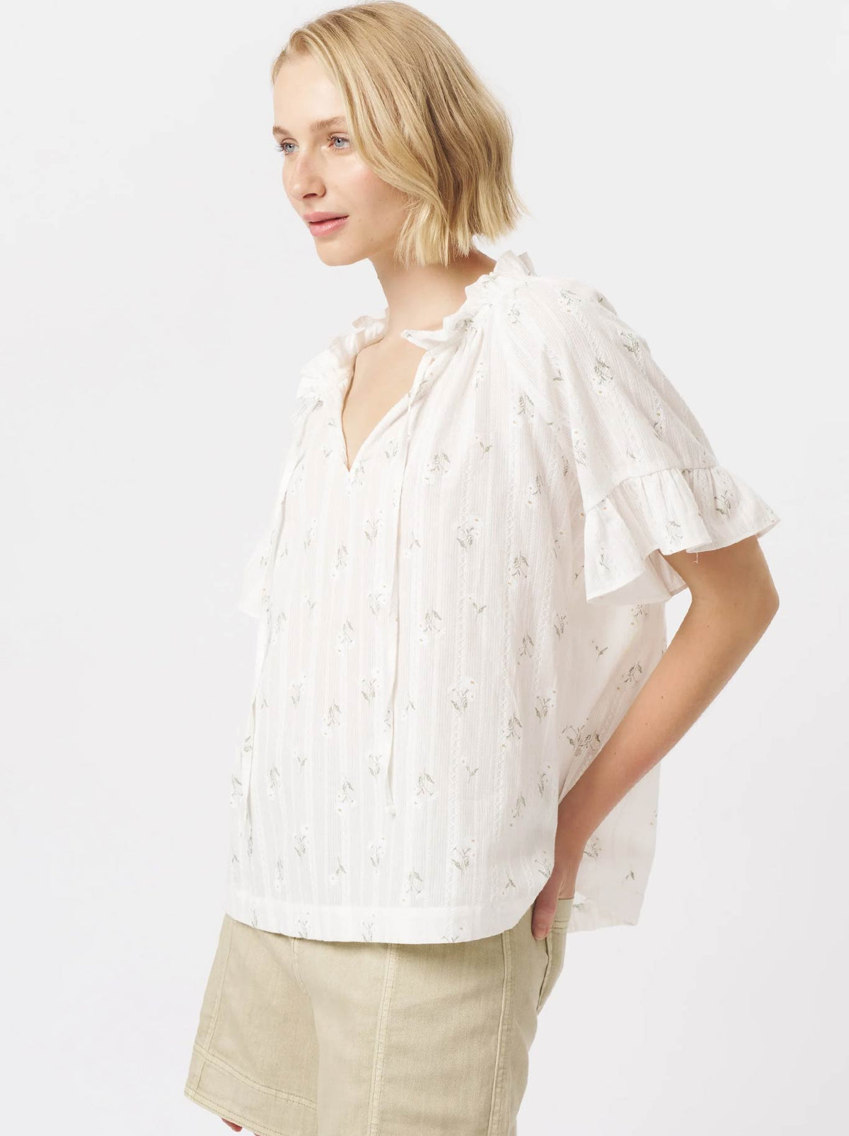 KIREINA PATRICIA SHIRT (White Green Flower)