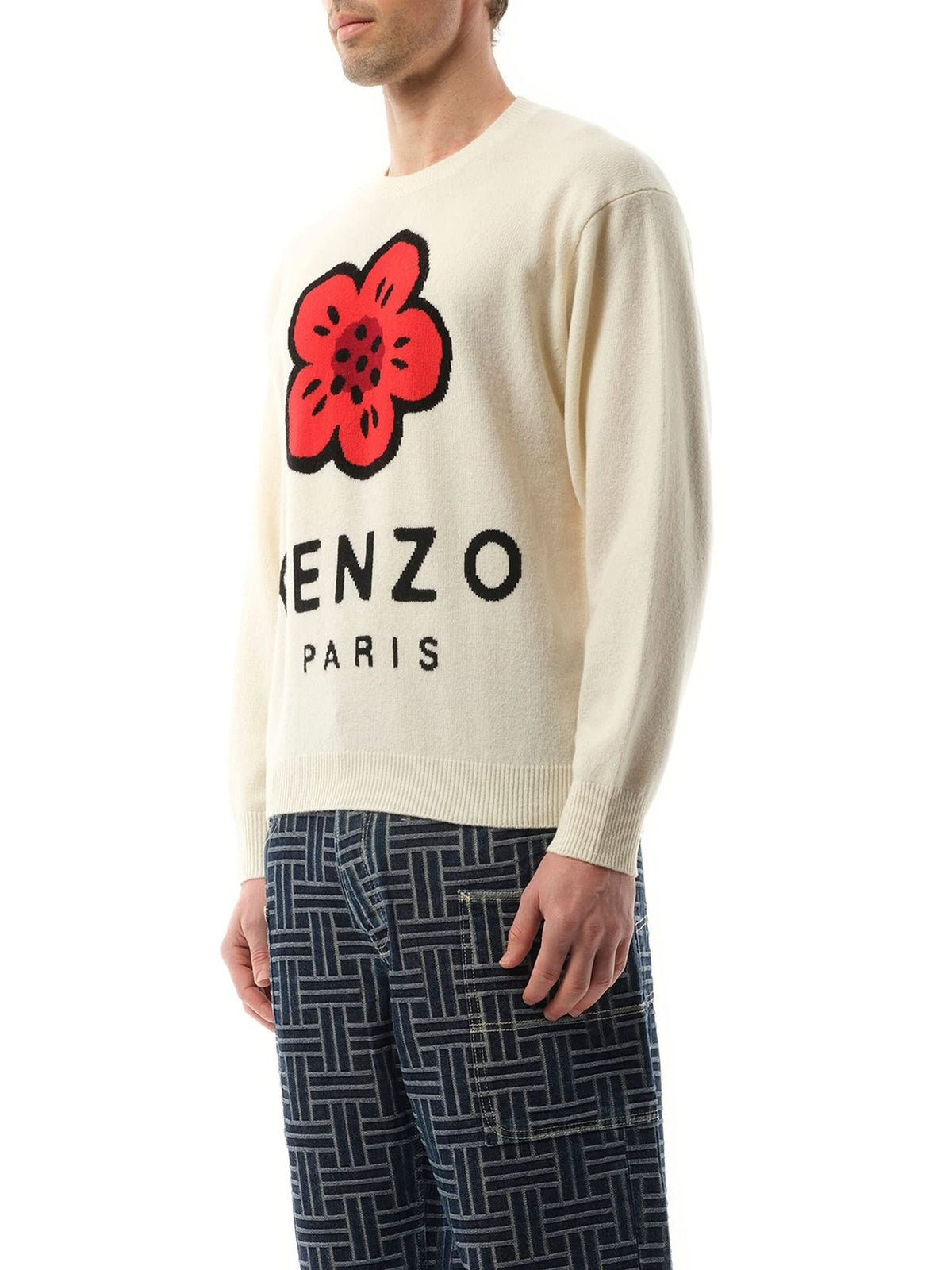 KENZO Knit Boke Flower Placed Sweater (White)