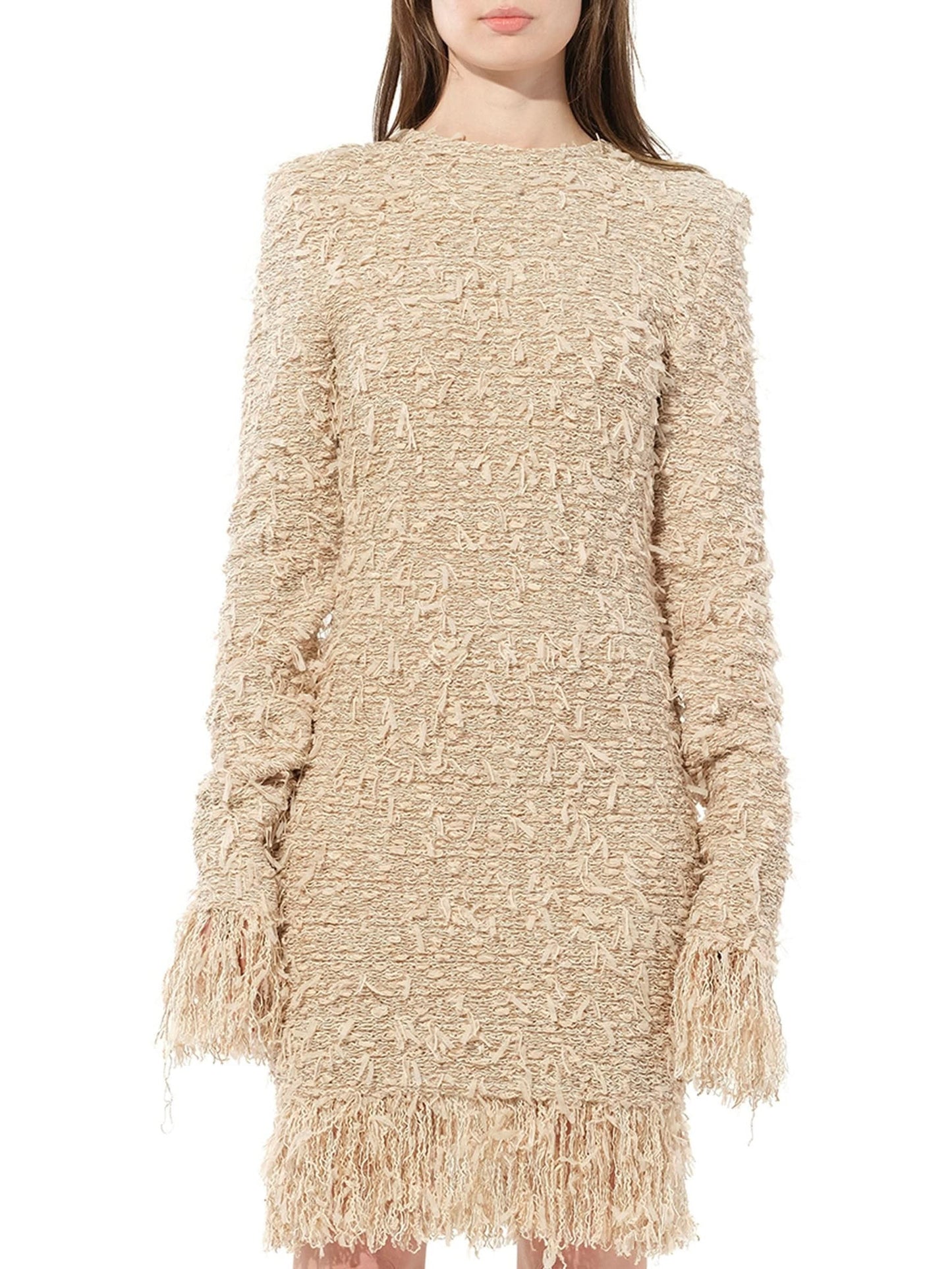 Image of a model wearing Dress. Productname: BALMAIN Knit Dress Const in Pink colour by brand - BALMAIN