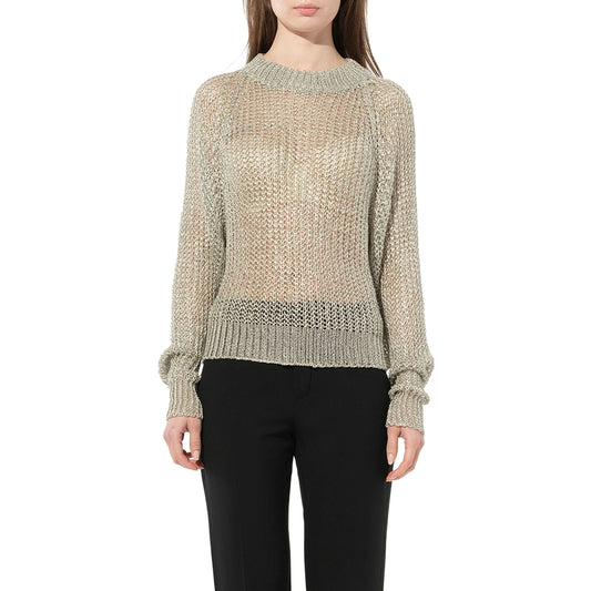 Image of a model wearing Outerwear. Productname: BALMAIN Knit Jumper in Silver colour by brand - BALMAIN