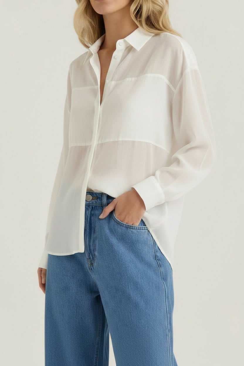 Sass Clothing Val Oversized Shirt (White)