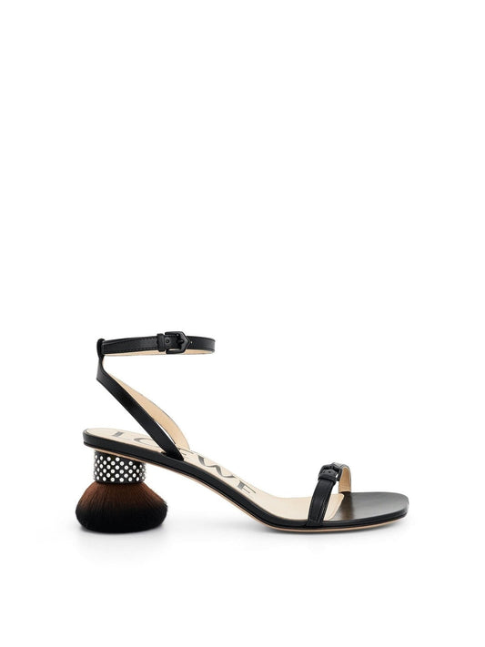 Image of Heels. Productname: LOEWE Petal Brush Heel Sandal in Black colour by brand - LOEWE