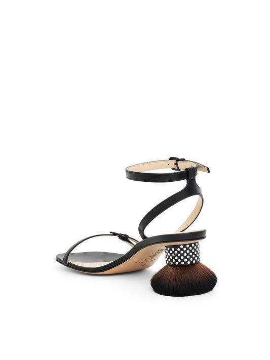 LOEWE Petal Brush Heel Sandal (Black)
