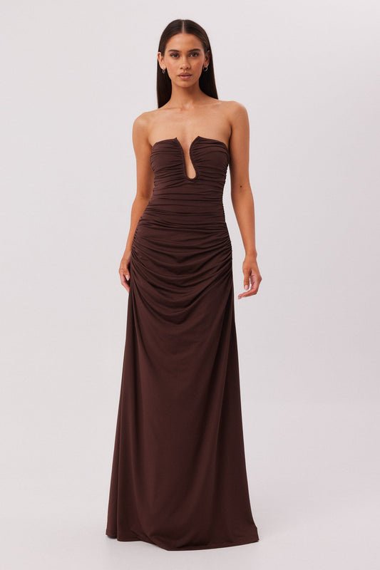 Image of Dresses. Productname: SNDYS LILANA MAXI DRESS in Chocolate colour by brand - SNDYS