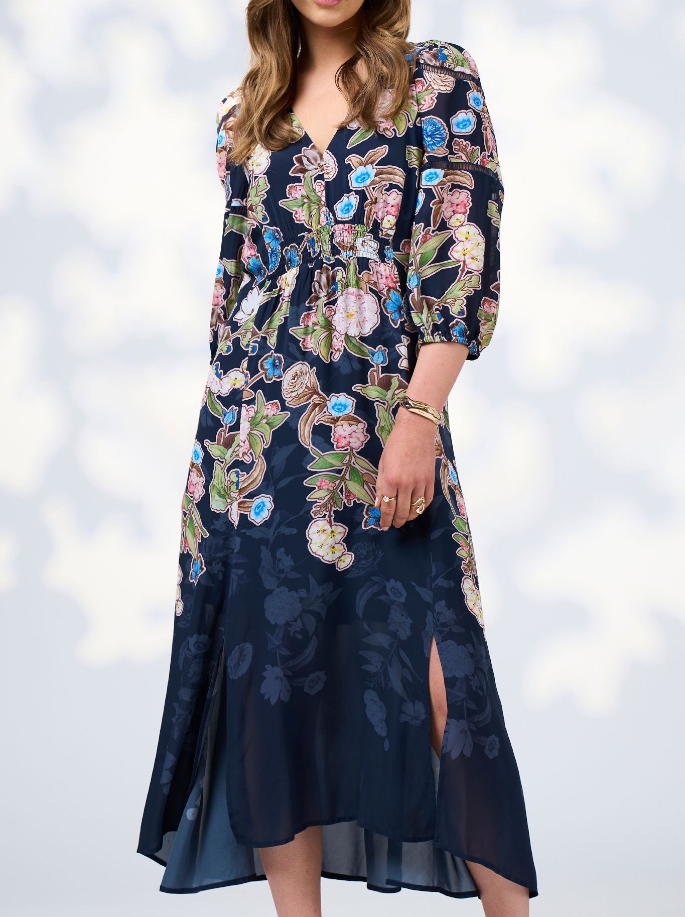 Image of Dresses. Product name - LOOBIE'S STORY MAEVE DRESS in Indigo colour by brand - Loobies Story