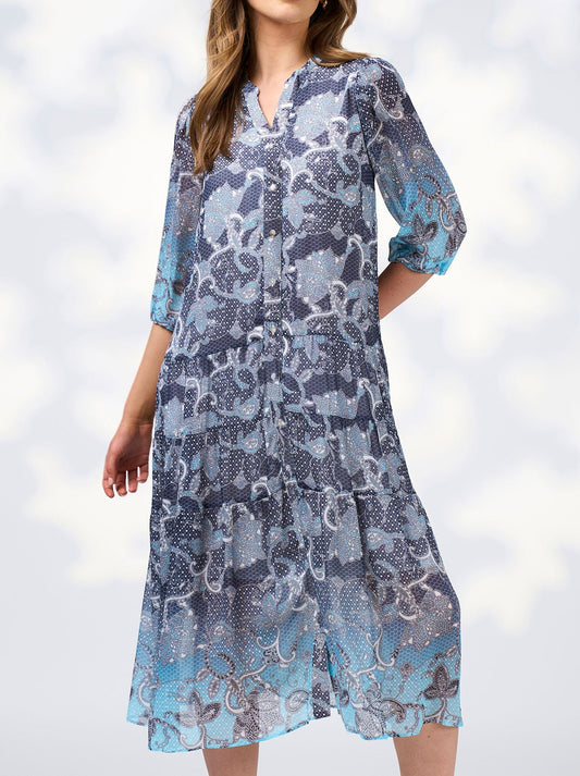 Image of Dresses. Productname: LOOBIE'S STORY STEVIE MIDI DRESS in Indigo colour by brand - Loobies Story