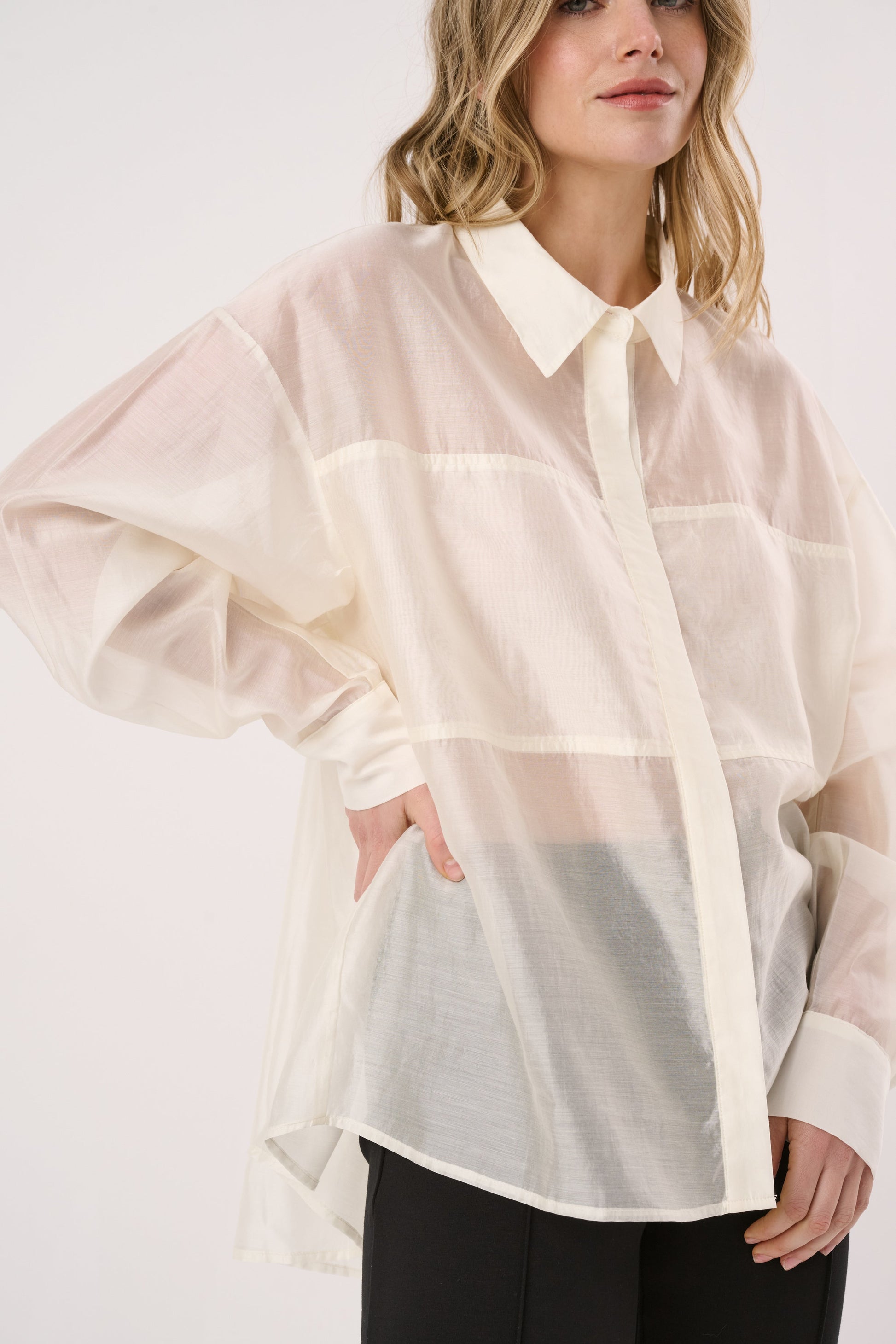 Image of Blouses. Product name - Val Oversized Shirt in White colour by brand - Sass Clothing
