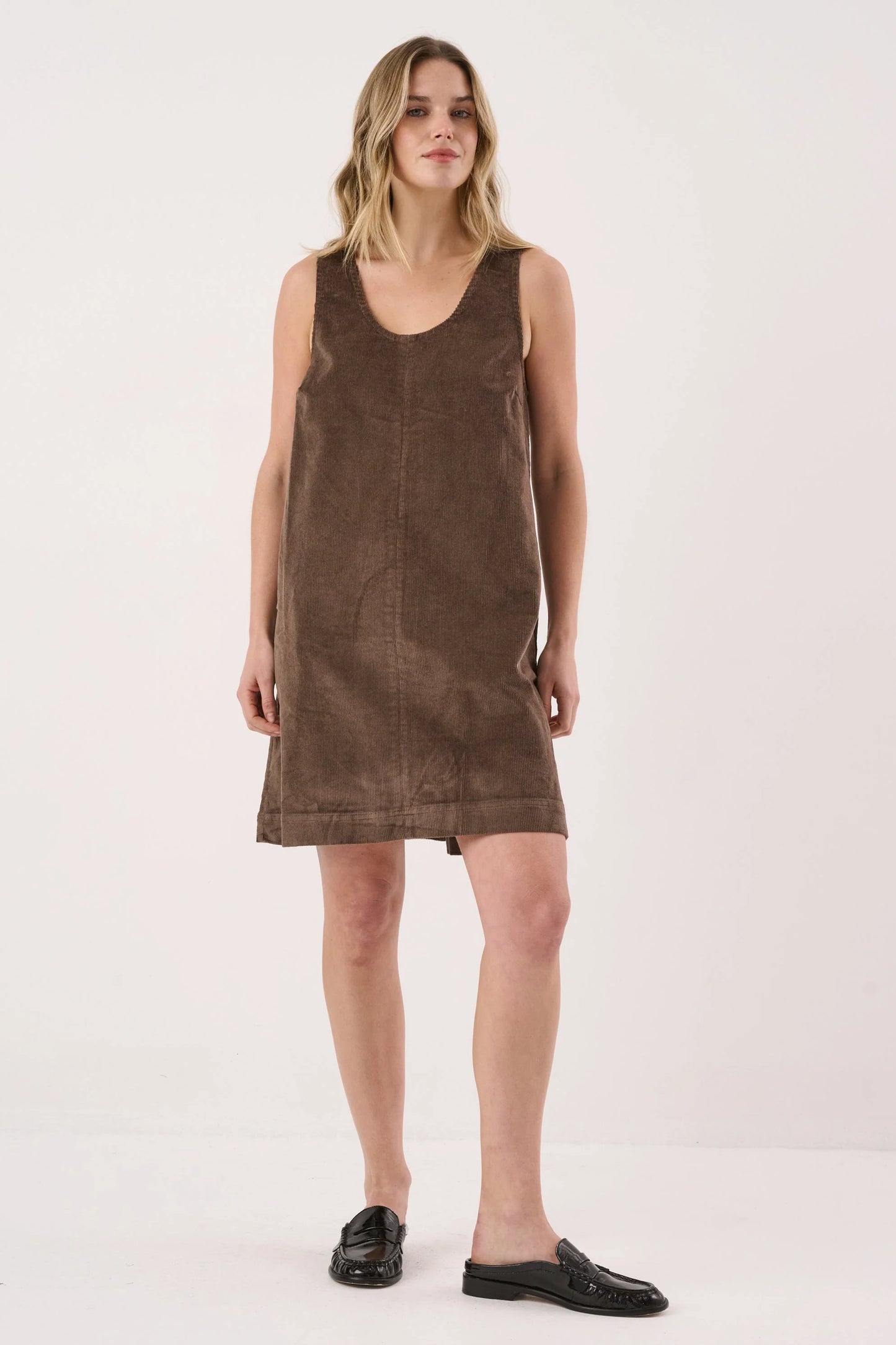 Sass Clothing Parco Cord Shift Dress (Mushroom)