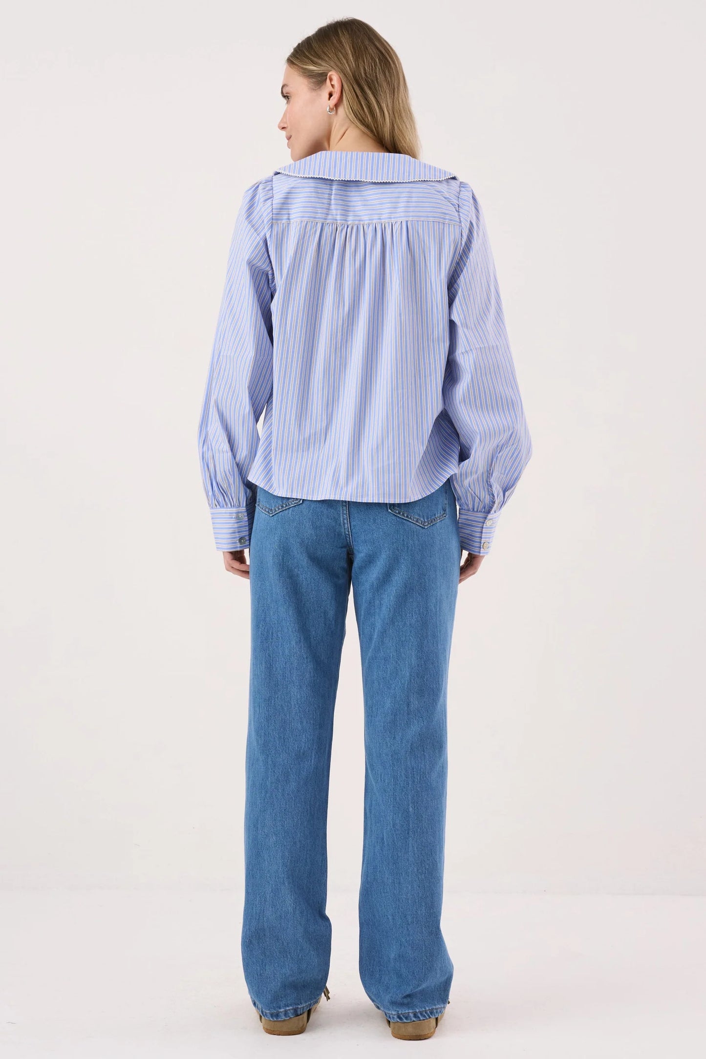 Sass Clothing Gypsy Large Collared Shirt (Blue Choc Stripe)