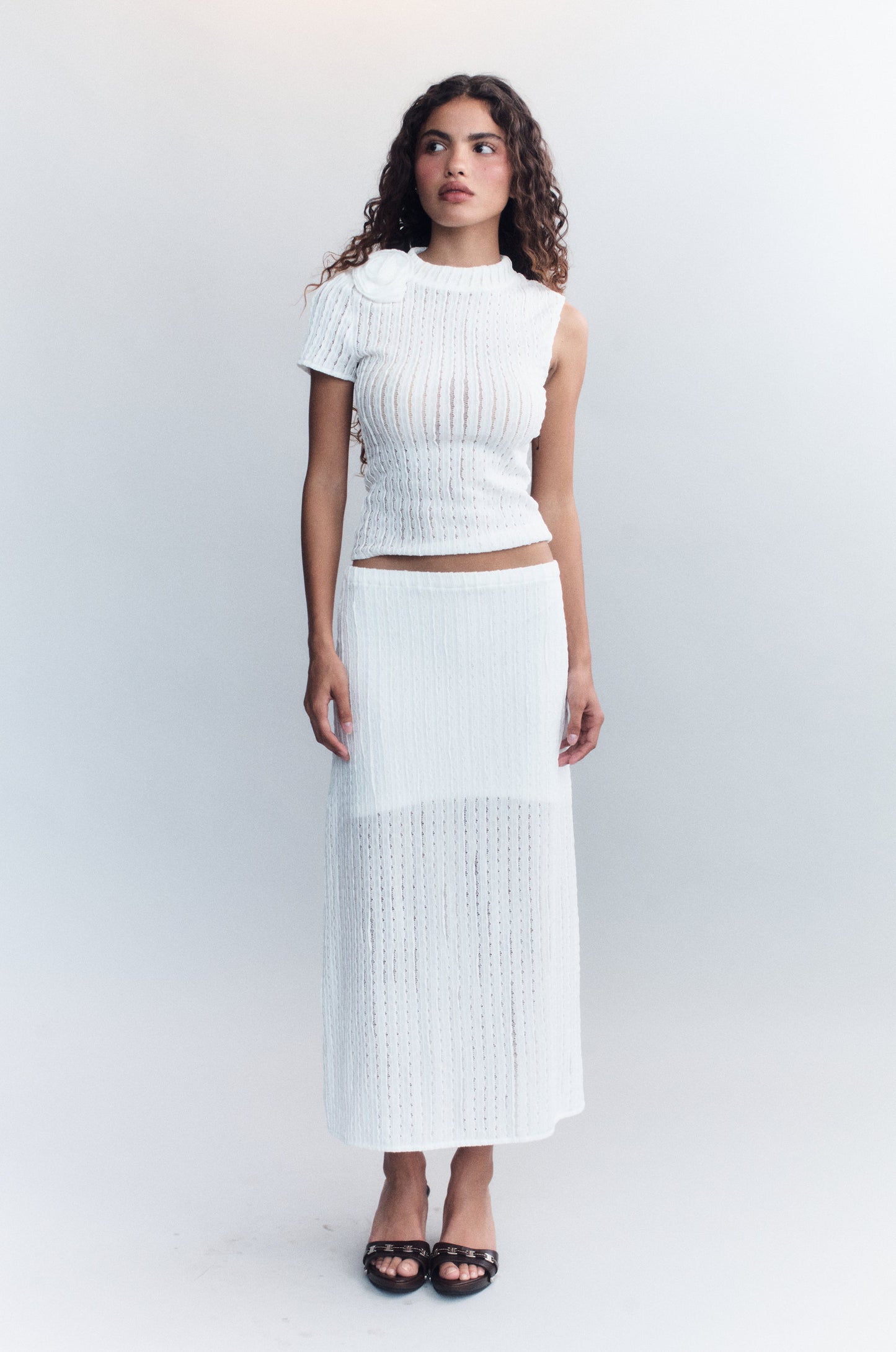Loulou Midi Skirt (White)
