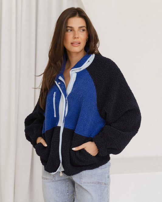 Image of Coats & Jackets. Productname: Betty Basics Franklin Fleecy Jacket Blue in Blue colour by brand - Betty Basics
