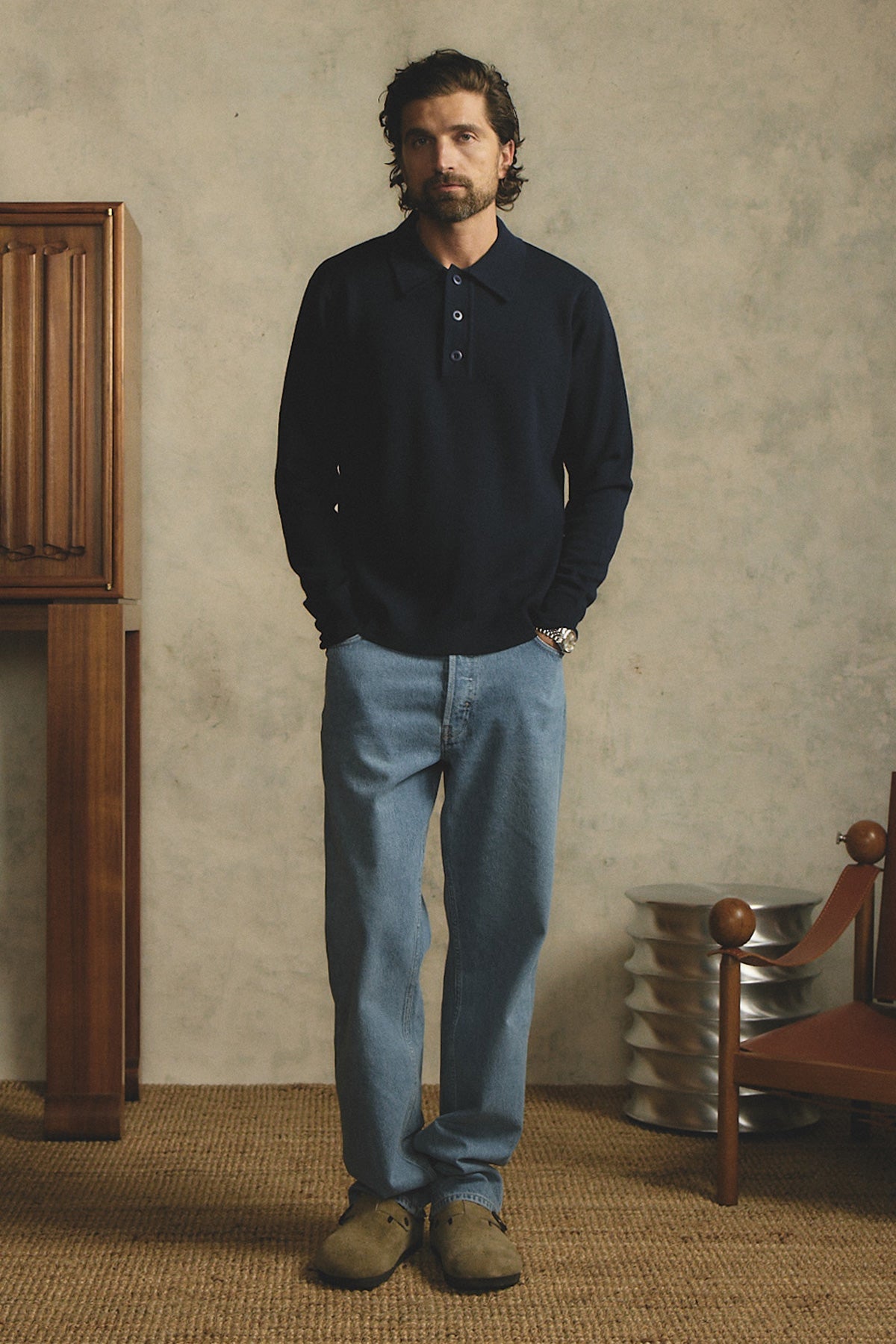 Anthony Squires Heavy weight L/S polo (Blue)