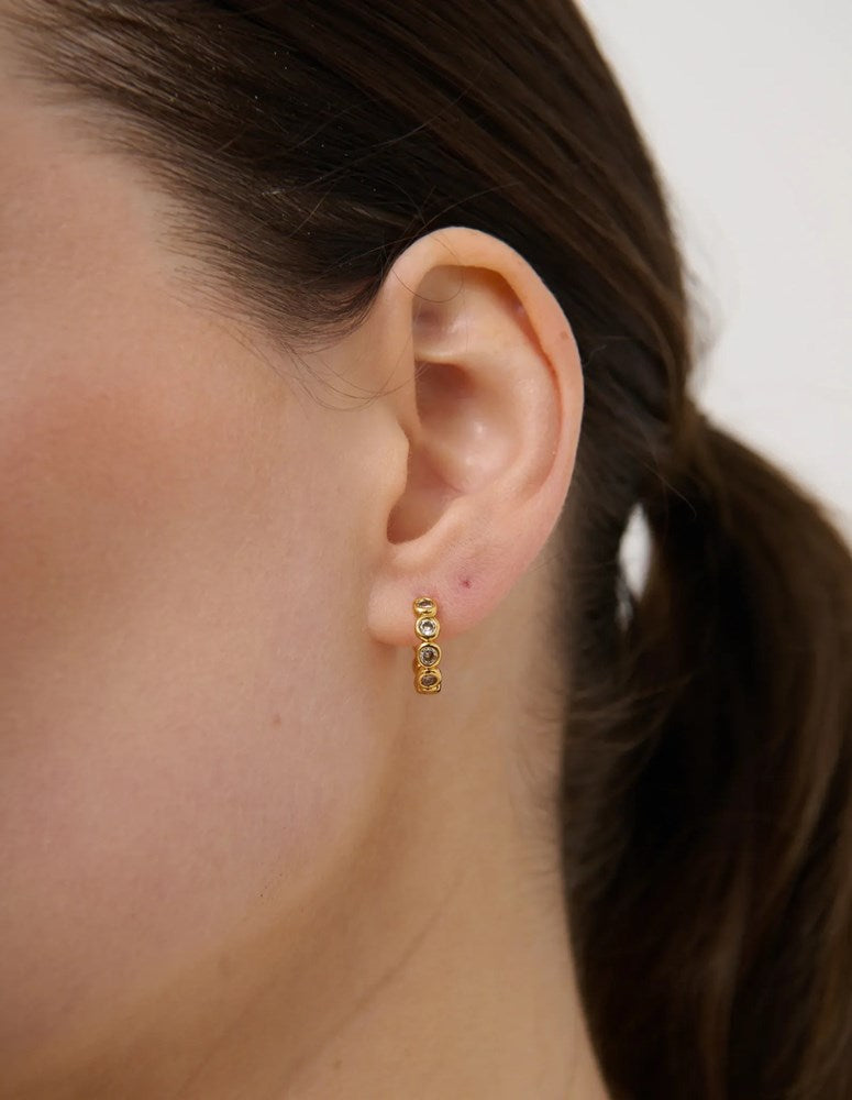 Betty Basics Solis 18K Plated Bezel Huggie Earrings (Gold)