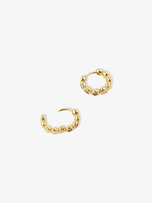 Betty Basics Solis 18K Plated Bezel Huggie Earrings (Gold)
