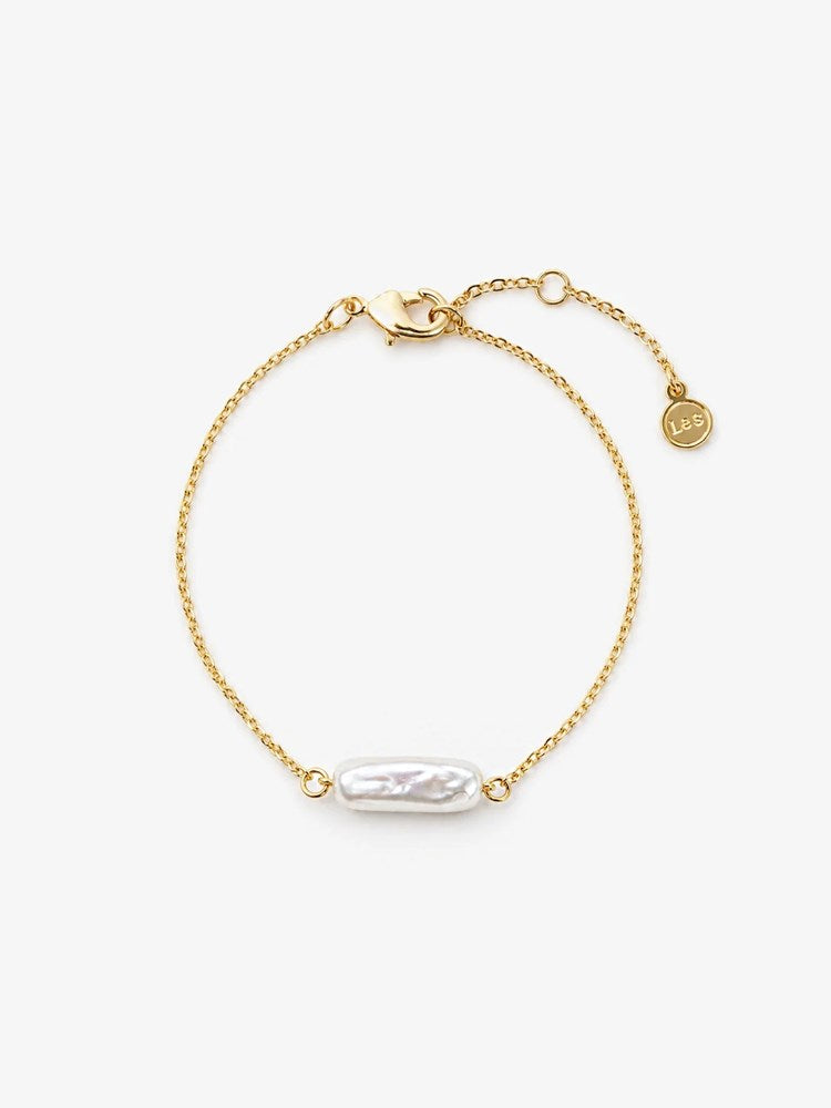 Image of Bracelets. Product name - Orbit Baroque Pearl Bracelet Gold in Gold colour by brand - Betty Basics