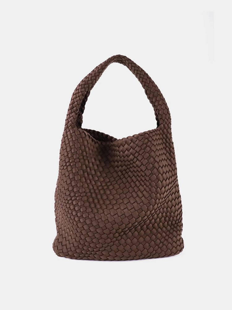 Image of Bags. Product name - L&S Layla Woven Tote Bag Brown in Brown colour by brand - Betty Basics