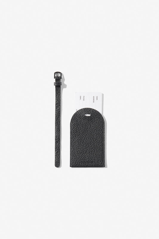 Image of Badge & Pass Holders. Product name - HALE LUGGAGE TAG BLACK WITH BLACK HARDWARE in Black colour by brand - KINNON