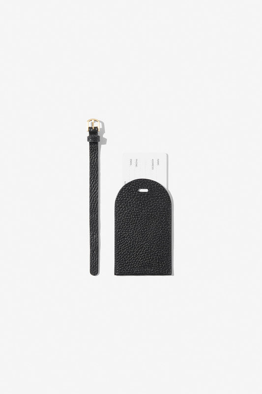 Image of Badge & Pass Holders. Product name - HALE LUGGAGE TAG BLACK WITH GOLD HARDWARE in Black colour by brand - KINNON