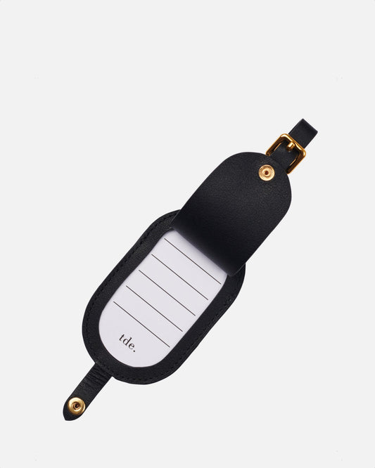 Image of Badge & Pass Holders. Productname: The Daily Edited Isla Round Luggage Tag Nappa Leather Black in Black colour by brand - The Daily Edited