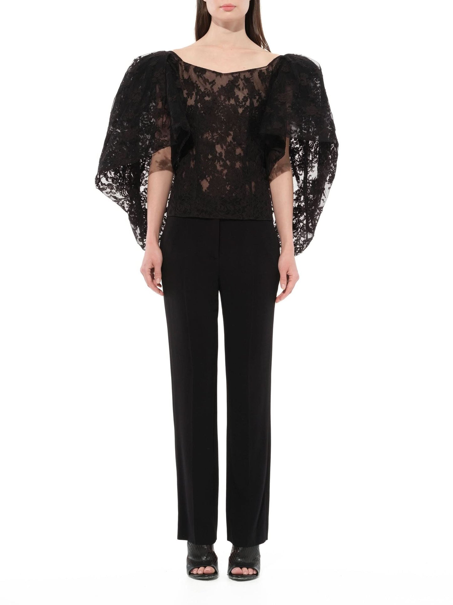 GIVENCHY Lace Puffy Cape Corset (Black)