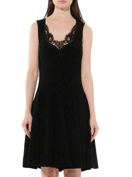 Image of Dresses. Productname: GIVENCHY Lace Trim Flared Dress in BLACK colour by brand - GIVENCHY