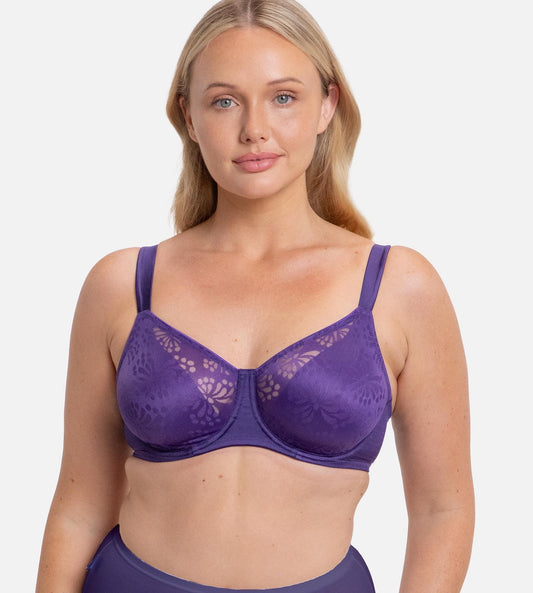 Image of Bras. Productname: Triumph Lacy Minimiser Bra in Prussian Blue colour by brand - Triumph