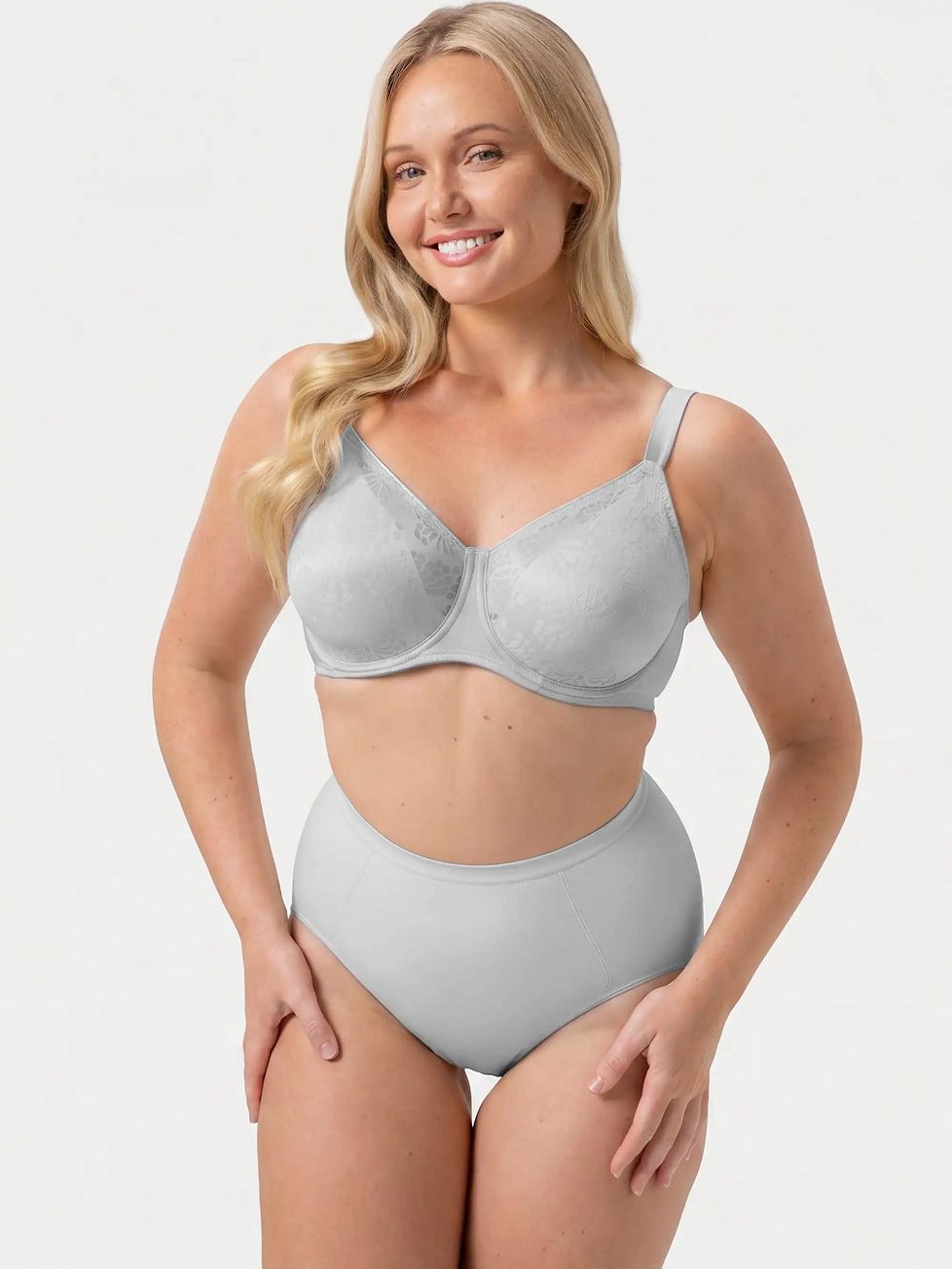 Image of Bras. Productname: Triumph Lacy Minimiser Bra in Pearl Grey colour by brand - Triumph